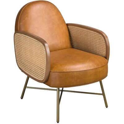 Angel Cerda Fauteuil en cuir marron Marron 81x80x60cm - Publicité Angel Cerda Fauteuil en cuir marron Marron 81x80x60cm - Publicité