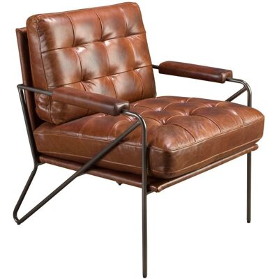 Angel Cerda Fauteuil en cuir marron cognac Marron 78x78x69cm - Publicité Angel Cerda Fauteuil en cuir marron cognac Marron 78x78x69cm - Publicité
