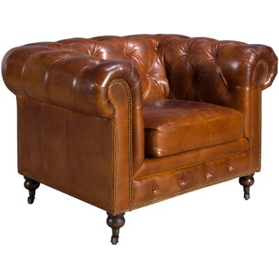 Angel Cerda Fauteuil chester en cuir brun cognac Marron 94x79x120cm - Publicité Angel Cerda Fauteuil chester en cuir brun cognac Marron 94x79x120cm - Publicité