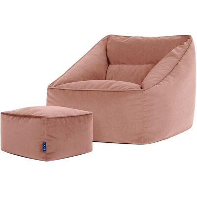 Icon Pouf poire fauteuil avec repose-pied carré velours rose aube Rose 70x65x70cm - Publicité Icon Pouf poire fauteuil avec repose-pied carré velours rose aube Rose 70x65x70cm - Publicité
