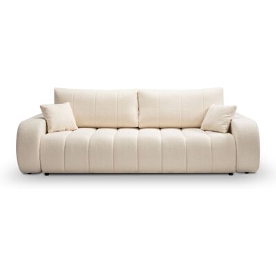 Baita Canapé droit convertible en tissu 3 places ecru Beige 248x88x105cm - Publicité Baita Canapé droit convertible en tissu 3 places ecru Beige 248x88x105cm - Publicité