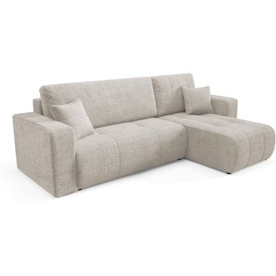 Nazar Canapé d'angle droit 3 places en tissu texturé beige Beige 244x70x92cm - Publicité Nazar Canapé d'angle droit 3 places en tissu texturé beige Beige 244x70x92cm - Publicité