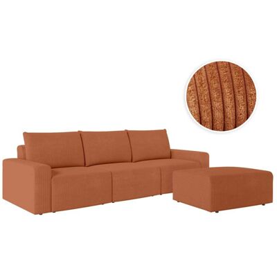 Usinestreet Pack - canapé droit fixe 3 places et pouf en velours côtelé terracotta Rouge 283x90x101cm - Publicité Usinestreet Pack - canapé droit fixe 3 places et pouf en velours côtelé terracotta Rouge 283x90x101cm - Publicité