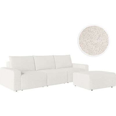Usinestreet Pack - canapé droit fixe 3 places avec pouf en tissu bouclette - blanc Blanc 283x90x101cm - Publicité Usinestreet Pack - canapé droit fixe 3 places avec pouf en tissu bouclette - blanc Blanc 283x90x101cm - Publicité