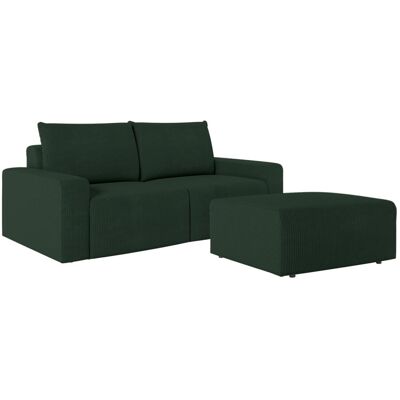 Usinestreet Pack - canapé droit fixe 2 places et pouf en velours côtelé vert foncé Vert 202x90x101cm - Publicité Usinestreet Pack - canapé droit fixe 2 places et pouf en velours côtelé vert foncé Vert 202x90x101cm - Publicité