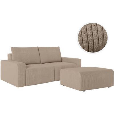 Usinestreet Pack - canapé droit fixe 2 places avec pouf en velours côtelé - taupe Marron 202x90x101cm - Publicité Usinestreet Pack - canapé droit fixe 2 places avec pouf en velours côtelé - taupe Marron 202x90x101cm - Publicité