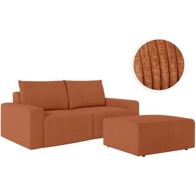 Usinestreet Pack - canapé droit fixe 2 places et pouf en velours côtelé terracotta Rouge 202x90x101cm - Publicité Usinestreet Pack - canapé droit fixe 2 places et pouf en velours côtelé terracotta Rouge 202x90x101cm - Publicité