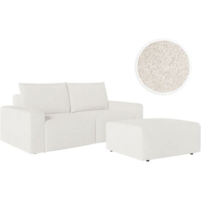 Usinestreet Pack - canapé droit fixe 2 places avec pouf en tissu bouclette - blanc Blanc 202x90x101cm - Publicité Usinestreet Pack - canapé droit fixe 2 places avec pouf en tissu bouclette - blanc Blanc 202x90x101cm - Publicité
