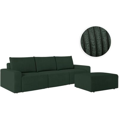 Usinestreet Pack - canapé droit fixe 3 places et pouf en velours côtelé vert foncé Vert 283x90x101cm - Publicité Usinestreet Pack - canapé droit fixe 3 places et pouf en velours côtelé vert foncé Vert 283x90x101cm - Publicité