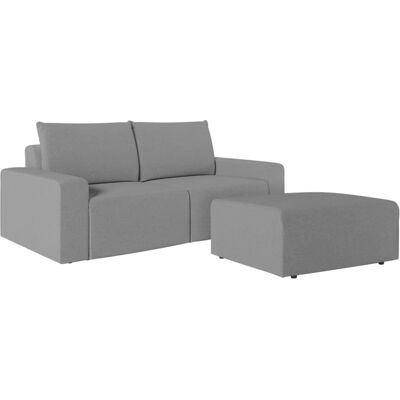 Usinestreet Pack - canapé droit fixe 2 places avec pouf en tissu - gris Gris 202x90x101cm - Publicité Usinestreet Pack - canapé droit fixe 2 places avec pouf en tissu - gris Gris 202x90x101cm - Publicité