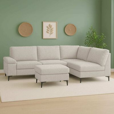 Concept Usine Canapé d'angle 4/5 places en tissu chenille beige avec pouf Beige 217x77x122cm - Publicité Concept Usine Canapé d'angle 4/5 places en tissu chenille beige avec pouf Beige 217x77x122cm - Publicité