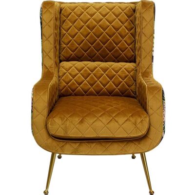 Kare Design Fauteuil en velours ocre matelassé et imprimés jungle Multicolore 75x102x89cm - Publicité Kare Design Fauteuil en velours ocre matelassé et imprimés jungle Multicolore 75x102x89cm - Publicité
