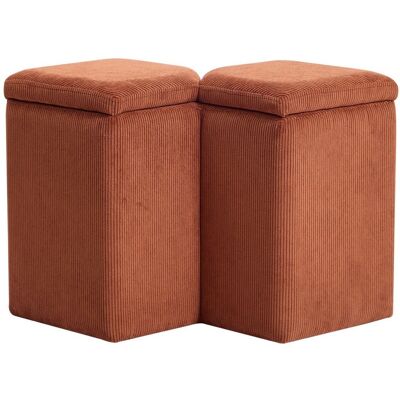 Nordlys Pouf de salon avec rangement en velours côtelé terracotta Rouge 35x38x60cm - Publicité Nordlys Pouf de salon avec rangement en velours côtelé terracotta Rouge 35x38x60cm - Publicité