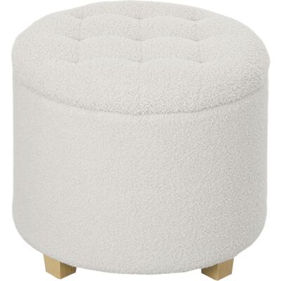 Homcom Pouf coffre rangement en tissu bouclette blanc Blanc 45x41x45cm - Publicité Homcom Pouf coffre rangement en tissu bouclette blanc Blanc 45x41x45cm - Publicité