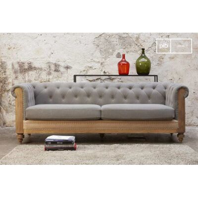 PIB Grand canapé en lin et coton gris Gris 218x72x82cm - Publicité PIB Grand canapé en lin et coton gris Gris 218x72x82cm - Publicité