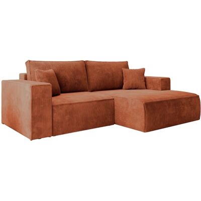 Selsey Canapé d angle convertible, en velours côtelé cuivre, droite Cuivre 240x85x240cm - Publicité Selsey Canapé d angle convertible, en velours côtelé cuivre, droite Cuivre 240x85x240cm - Publicité