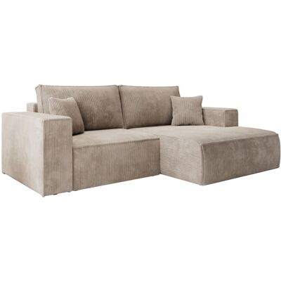 Selsey Canapé d angle convertible, en velours côtelé beige, droite Beige 240x85x240cm - Publicité Selsey Canapé d angle convertible, en velours côtelé beige, droite Beige 240x85x240cm - Publicité