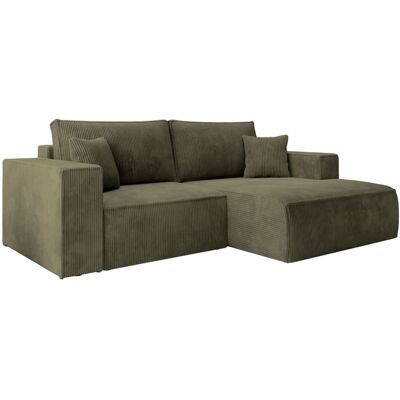 Selsey Canapé d angle convertible, en velours côtelé vert olive, droite Vert 240x85x240cm - Publicité Selsey Canapé d angle convertible, en velours côtelé vert olive, droite Vert 240x85x240cm - Publicité