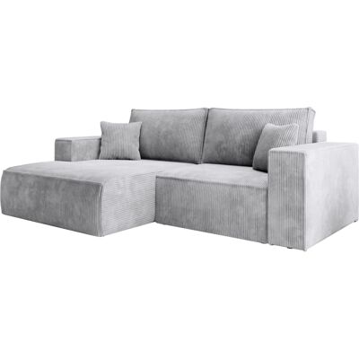 Selsey Canapé d angle convertible, en velours côtelé gris clair, gauche Gris 240x85x240cm - Publicité Selsey Canapé d angle convertible, en velours côtelé gris clair, gauche Gris 240x85x240cm - Publicité