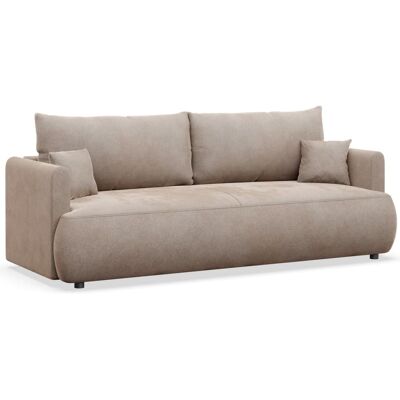 Selsey Canapé convertible 3 places, velours easy-clean, beige Beige 226x90x226cm - Publicité Selsey Canapé convertible 3 places, velours easy-clean, beige Beige 226x90x226cm - Publicité