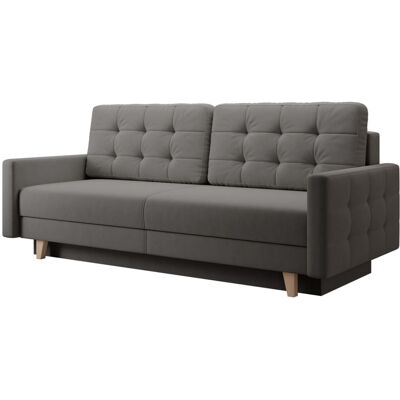Selsey Canapé convertible 3 places velours easy-clean, gris foncé Gris 226x98x226cm - Publicité Selsey Canapé convertible 3 places velours easy-clean, gris foncé Gris 226x98x226cm - Publicité
