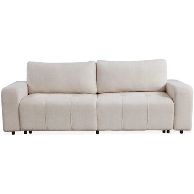 Menzzo Canapé convertible 3 places tissu bouclette crème Beige 239x90x101cm - Publicité Menzzo Canapé convertible 3 places tissu bouclette crème Beige 239x90x101cm - Publicité