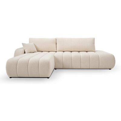 Baita Canapé d'angle gauche convertible en tissu 4 places ecru Beige 276x88x176cm - Publicité Baita Canapé d'angle gauche convertible en tissu 4 places ecru Beige 276x88x176cm - Publicité