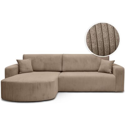 Usinestreet Canapé d'angle réversible 4 places en velours côtelé - taupe Marron 275x85x170cm - Publicité Usinestreet Canapé d'angle réversible 4 places en velours côtelé - taupe Marron 275x85x170cm - Publicité