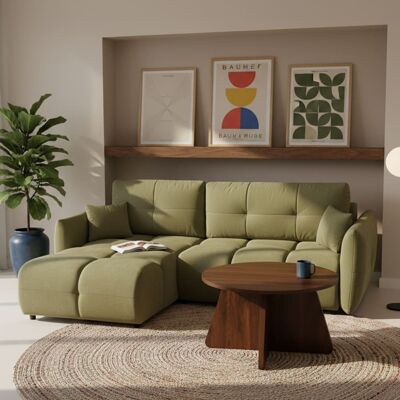 Baita Canapé d'angle convertible en tissu 4 places vert kaki Vert 257x88x177cm - Publicité Baita Canapé d'angle convertible en tissu 4 places vert kaki Vert 257x88x177cm - Publicité
