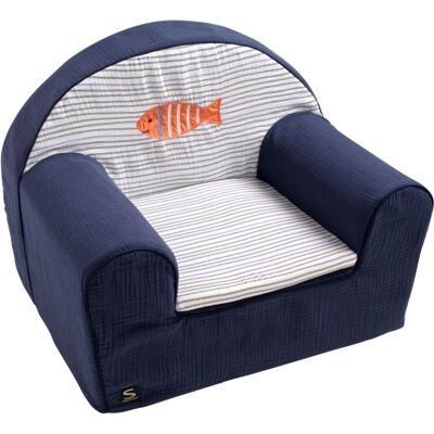Sauthon Fauteuil club enfant en gaze de coton Bleu 50x42x41cm - Publicité Sauthon Fauteuil club enfant en gaze de coton Bleu 50x42x41cm - Publicité