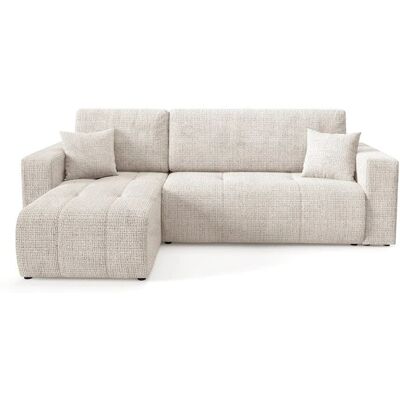 Nazar Canapé d'angle gauche 3 places en tissu texturé beige Beige 244x70x92cm - Publicité Nazar Canapé d'angle gauche 3 places en tissu texturé beige Beige 244x70x92cm - Publicité