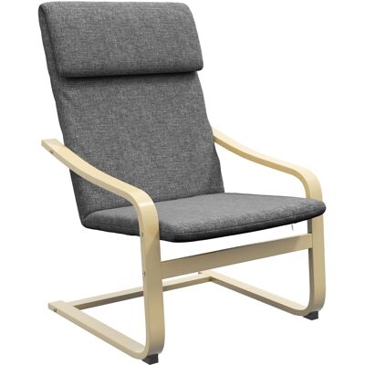 Homcom Fauteuil de salon accoudoirs incurvés coussin tissu aspect lin gris Gris 79x98x65cm - Publicité Homcom Fauteuil de salon accoudoirs incurvés coussin tissu aspect lin gris Gris 79x98x65cm - Publicité