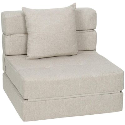Homcom Fauteuil convertible chauffeuse pliable coussin lavable tissu beige Beige 70x61x70cm - Publicité Homcom Fauteuil convertible chauffeuse pliable coussin lavable tissu beige Beige 70x61x70cm - Publicité