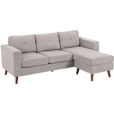 Homcom Canapé d'angle 3 places méridienne réversible velours côtelé gris Gris 192x84x137cm - Publicité Homcom Canapé d'angle 3 places méridienne réversible velours côtelé gris Gris 192x84x137cm - Publicité