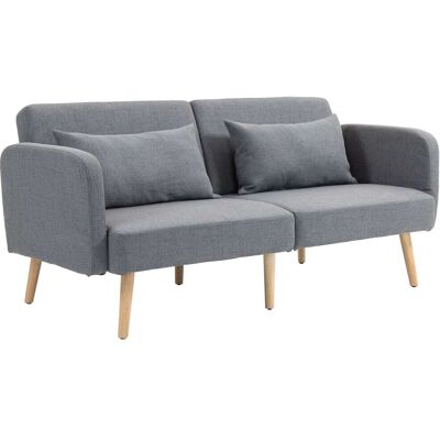 Homcom Canapé convertible 3 places dossier inclinable tissu effet lin gris Gris 170x80x83cm - Publicité Homcom Canapé convertible 3 places dossier inclinable tissu effet lin gris Gris 170x80x83cm - Publicité