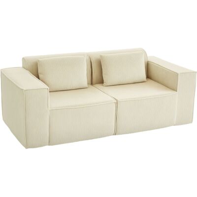 Homcom Canapé 3 places larges accoudoirs compressé velours côtelé beige Beige 202x76x90cm - Publicité Homcom Canapé 3 places larges accoudoirs compressé velours côtelé beige Beige 202x76x90cm - Publicité