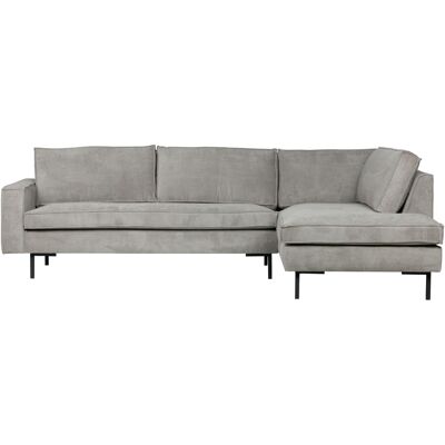 WOOOD Canapé d'angle droite en tissu côtelé gris Gris 198x88x280cm - Publicité WOOOD Canapé d'angle droite en tissu côtelé gris Gris 198x88x280cm - Publicité