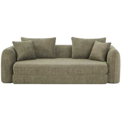 Baita Canapé droit convertible en tissu bouclette 3 places vert Vert 243x87x111cm - Publicité Baita Canapé droit convertible en tissu bouclette 3 places vert Vert 243x87x111cm - Publicité