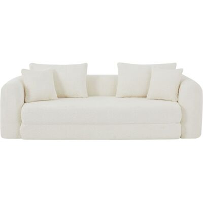 Baita Canapé droit convertible en tissu bouclette 3 places beige, Beige 243x87x111cm - Publicité Baita Canapé droit convertible en tissu bouclette 3 places beige, Beige 243x87x111cm - Publicité