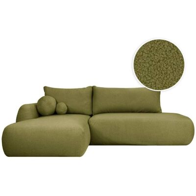Usinestreet Canapé d'angle gauche convertible 5p fabio - tissu bouclette vert kaki Vert 300x105x190cm - Publicité Usinestreet Canapé d'angle gauche convertible 5p fabio - tissu bouclette vert kaki Vert 300x105x190cm - Publicité
