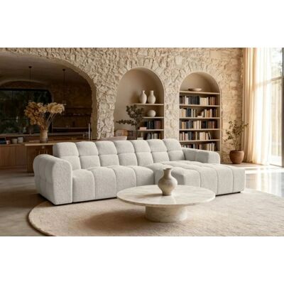 Casanova Paris Canapé d'angle tissu bouclette 4 places beige droit Beige 262x70x152cm - Publicité Casanova Paris Canapé d'angle tissu bouclette 4 places beige droit Beige 262x70x152cm - Publicité