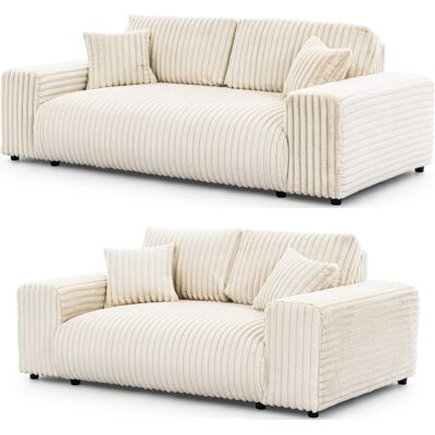 S-Style Ensemble de canapé 3+2 en velours côtelé beige clair Beige 108x79x213cm - Publicité S-Style Ensemble de canapé 3+2 en velours côtelé beige clair Beige 108x79x213cm - Publicité