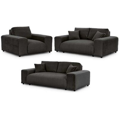S-Style Ensemble de canapé 3+2+1 en velours côtelé gris foncé Gris 108x79x213cm - Publicité S-Style Ensemble de canapé 3+2+1 en velours côtelé gris foncé Gris 108x79x213cm - Publicité