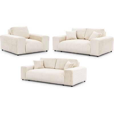 S-Style Ensemble de canapé 3+2+1 en velours côtelé beige clair Beige 108x79x213cm - Publicité S-Style Ensemble de canapé 3+2+1 en velours côtelé beige clair Beige 108x79x213cm - Publicité