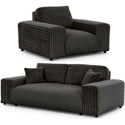 S-Style Ensemble de canapé 3+1 en velours côtelé gris foncé Gris 108x79x213cm - Publicité S-Style Ensemble de canapé 3+1 en velours côtelé gris foncé Gris 108x79x213cm - Publicité
