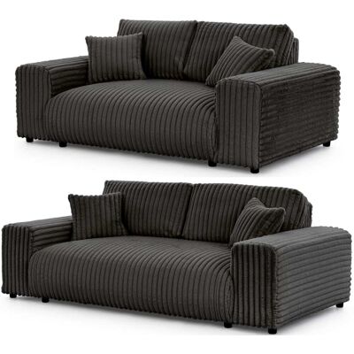 S-Style Ensemble de canapé 3+2 en velours côtelé gris foncé Gris 108x79x213cm - Publicité S-Style Ensemble de canapé 3+2 en velours côtelé gris foncé Gris 108x79x213cm - Publicité