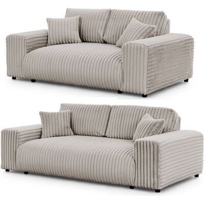 S-Style Ensemble de canapé 3+2 en velours côtelé gris clair Gris 108x79x213cm - Publicité S-Style Ensemble de canapé 3+2 en velours côtelé gris clair Gris 108x79x213cm - Publicité