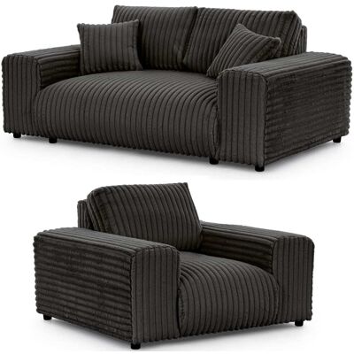 S-Style Ensemble de canapé 2+1 en velours côtelé gris foncé Gris 108x79x178cm - Publicité S-Style Ensemble de canapé 2+1 en velours côtelé gris foncé Gris 108x79x178cm - Publicité