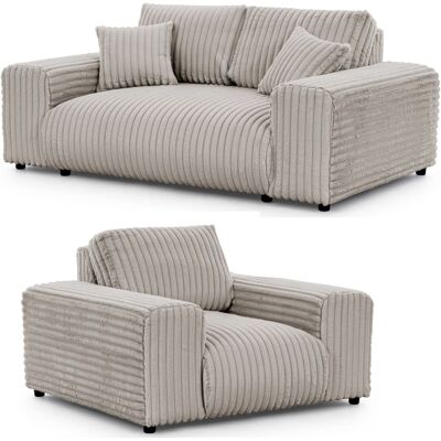 S-Style Ensemble de canapé 2+1 en velours côtelé gris clair Gris 108x79x178cm - Publicité S-Style Ensemble de canapé 2+1 en velours côtelé gris clair Gris 108x79x178cm - Publicité