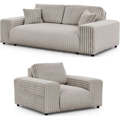 S-Style Ensemble de canapé 3+1 en velours côtelé gris clair Gris 108x79x213cm - Publicité S-Style Ensemble de canapé 3+1 en velours côtelé gris clair Gris 108x79x213cm - Publicité